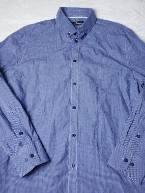 Five Four Button Shirt Mens XL Blue Long Sleeve Checkered Preppy Crew Republic